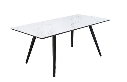 Caspian - Dining Table - White Printed Faux Marble Top & Black