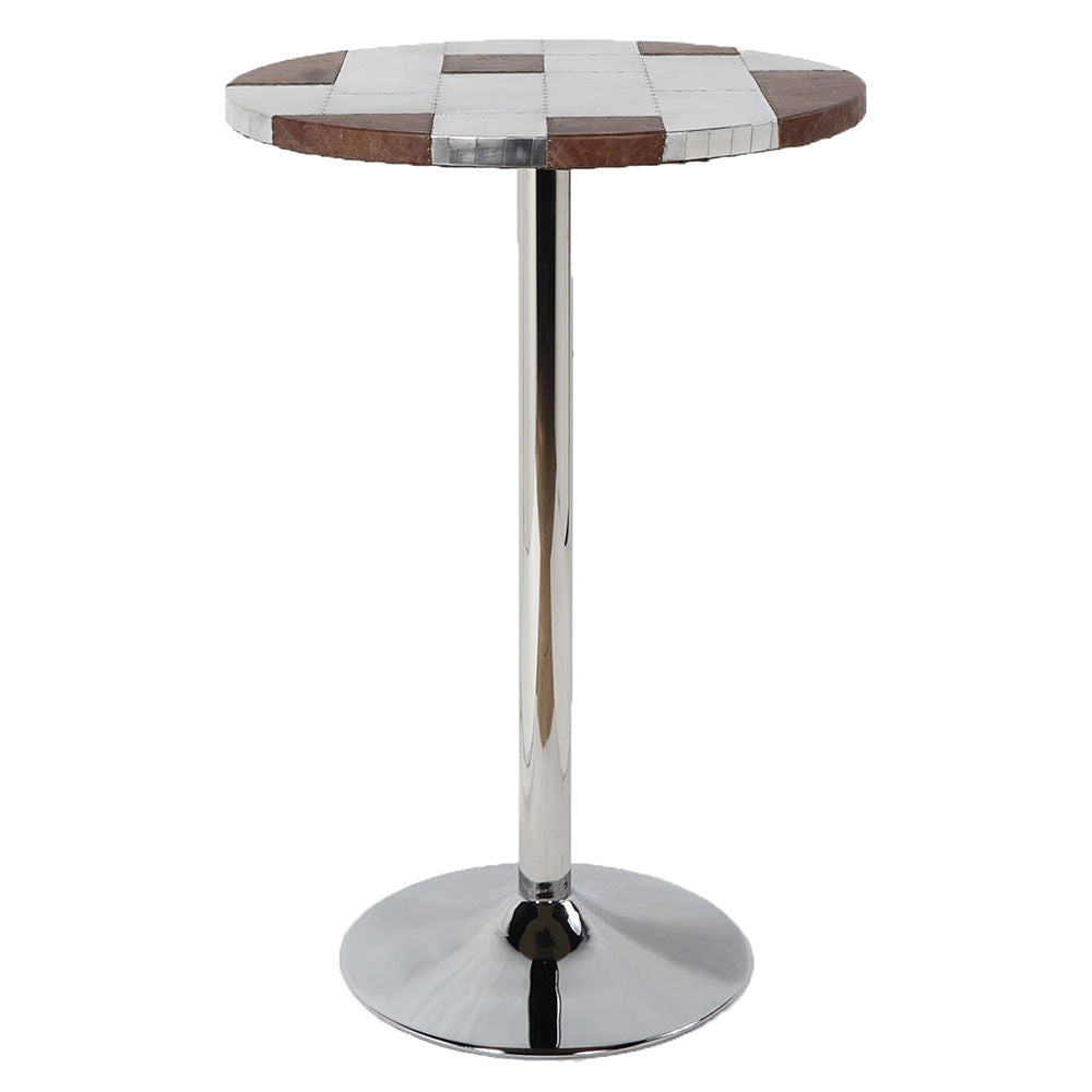 Brancaster - Bar Table - Retro Brown Top Grain Leather & Aluminum