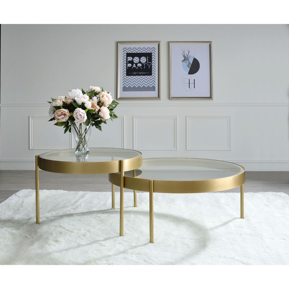 Andover - Coffee Table - Clear Glass & Gold