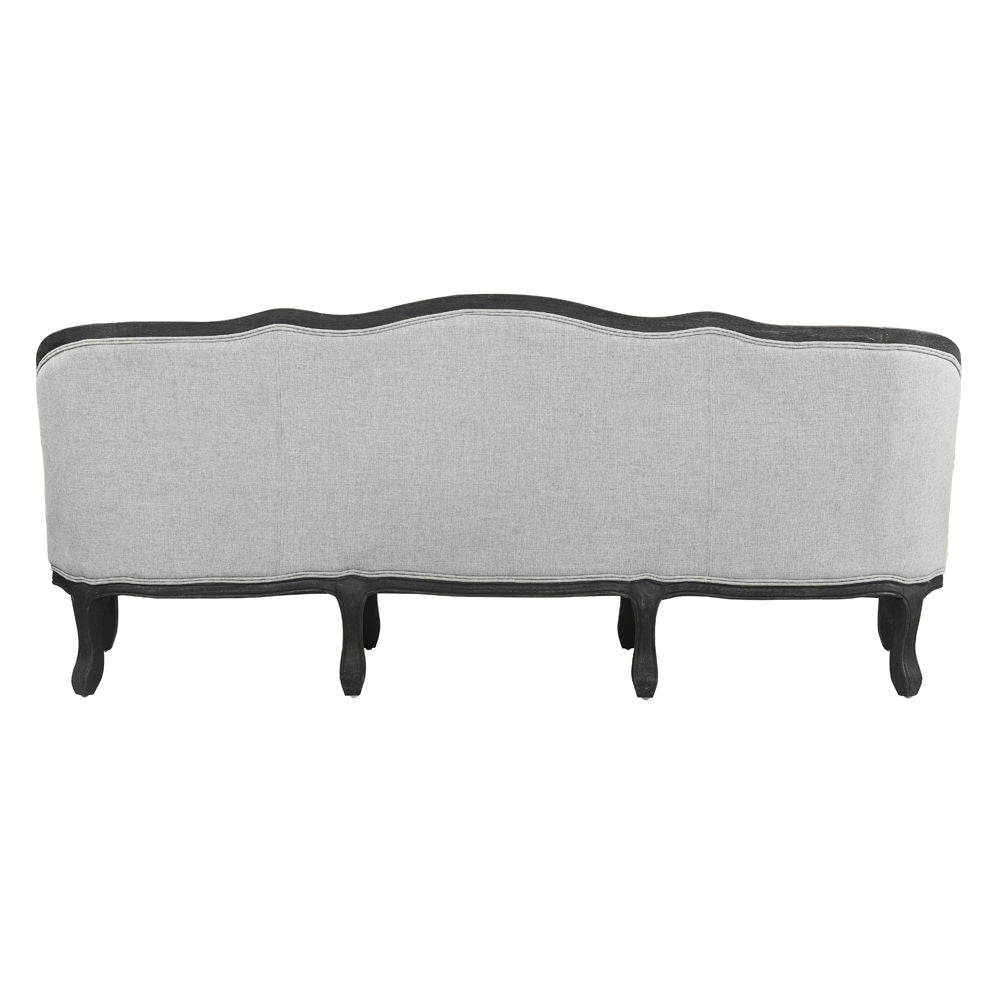 Samael - Sofa With 3 Pillows - Gray Linen & Dark Brown