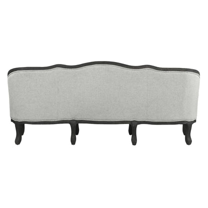 Samael - Sofa With 3 Pillows - Gray Linen & Dark Brown