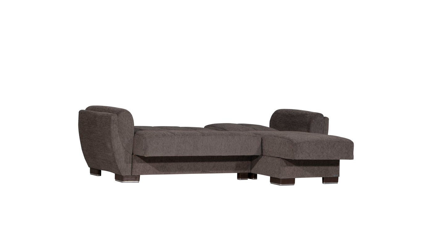 Ottomanson Armada Air - Upholstered Convertible Chaise Lounge With Storage - Gray Chenille