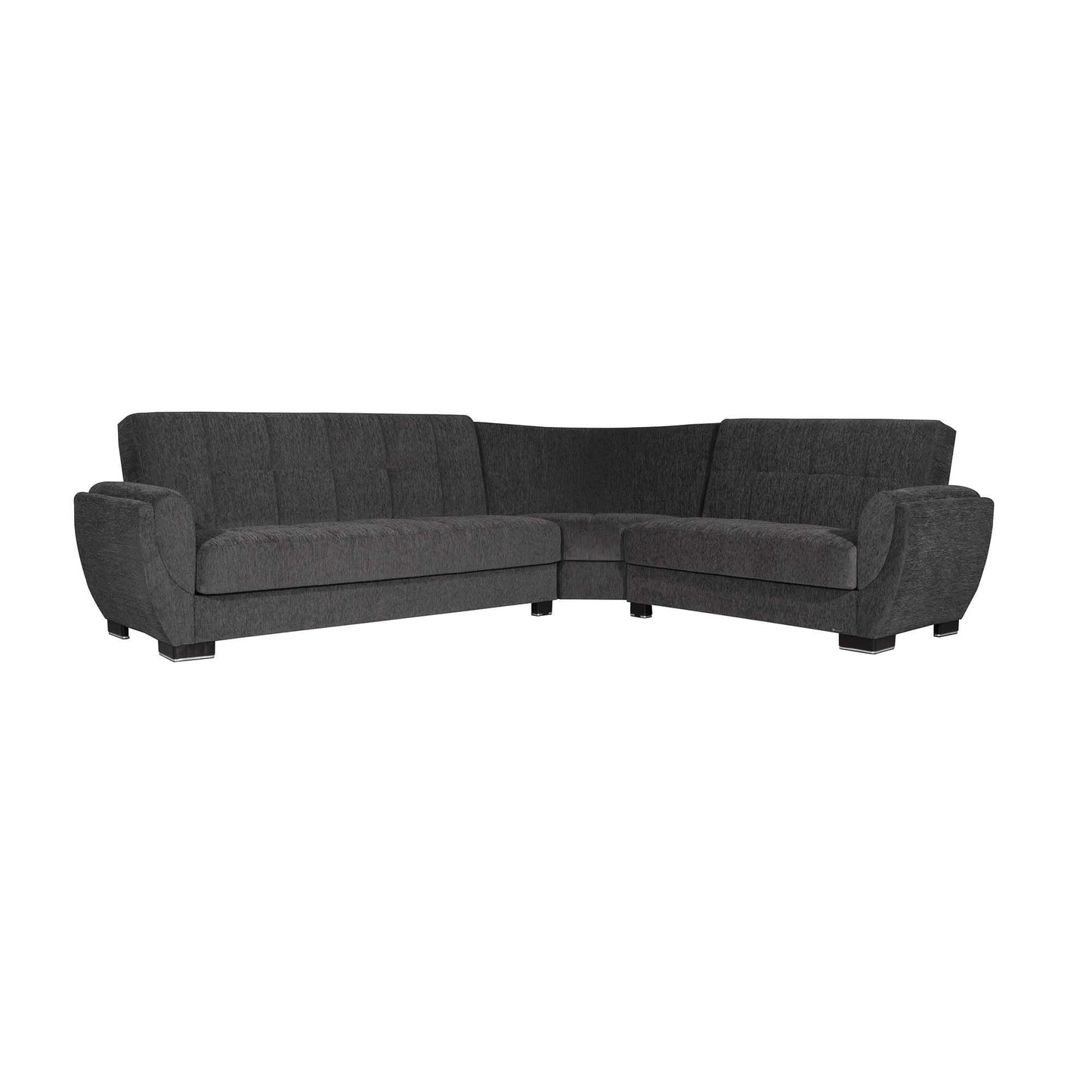 Ottomanson Armada Air - Upholstered Convertible Sectional With Storage - Gray Chenille