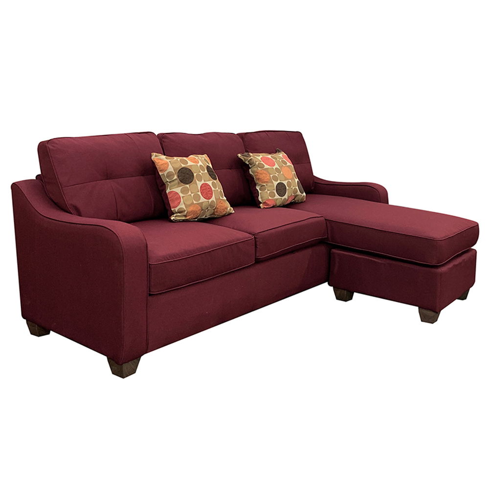 Cleavon II - Reversible Sectional Sofa & Ottoman With 2 Pillows - Red Linen