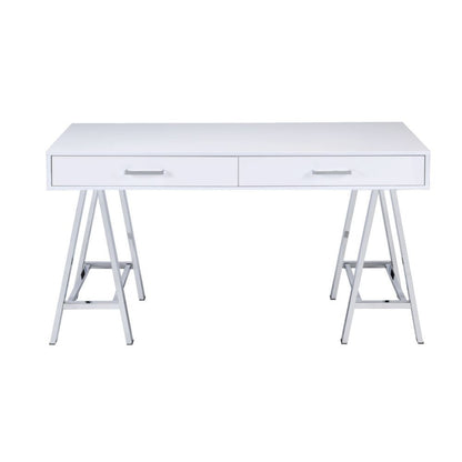 Coleen - Writing Desk (Same Ac00901) - White High Gloss & Chrome