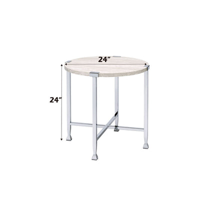 Brecon - End Table - White Oak & Chrome
