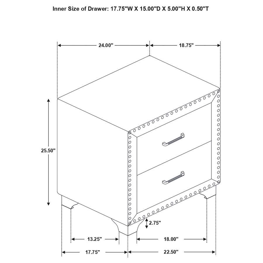 Melody - Upholstered 2-Drawer Nightstand