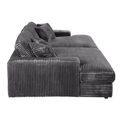 Hilde - 108" Chaise With 2 Pillows - Dark Gray Corduroy