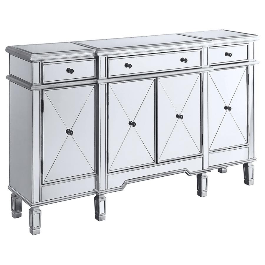 Aconitum - 4 Door Mirrored Storage Accent Cabinet - Silver