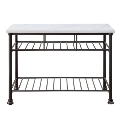 Freyja - Kitchen Island - White Cultured Marble Top & Gray