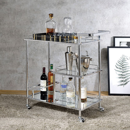 Splinter - Serving Cart - Clear Glass & Chrome