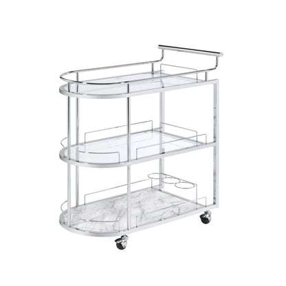 Inyo - Serving Cart - Clear Glass & Chrome