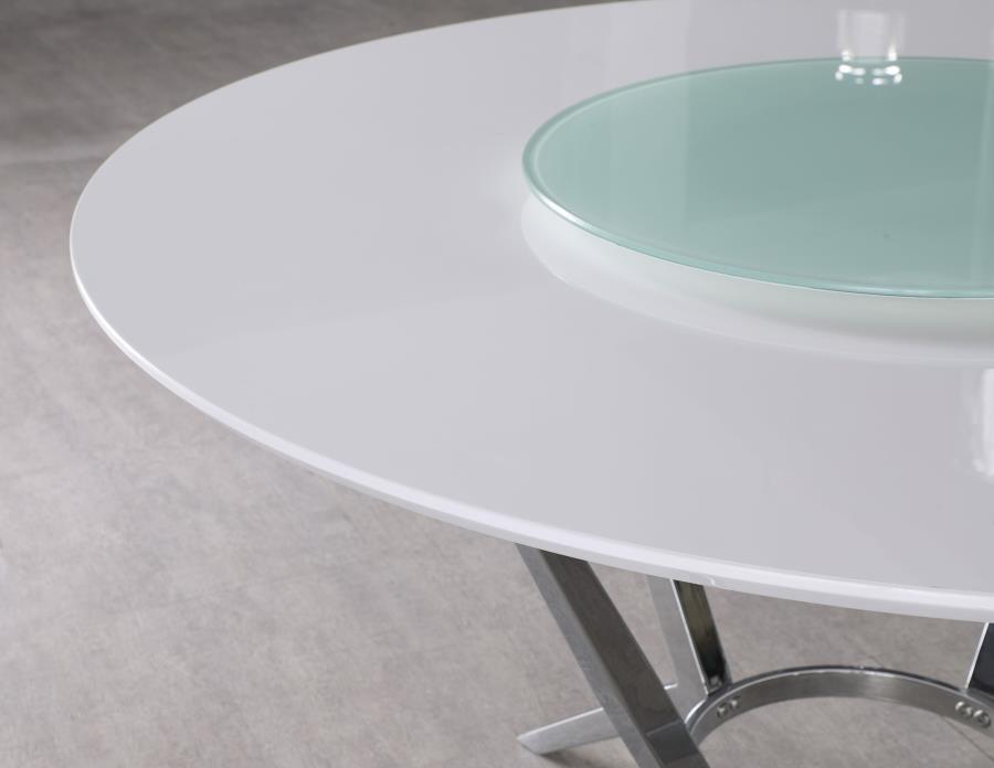 Abby - Round Lazy Susan Dining Table - White High Gloss