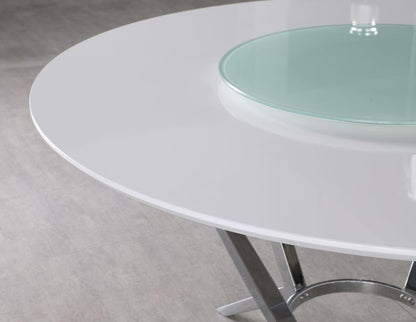 Abby - Round Lazy Susan Dining Table - White High Gloss