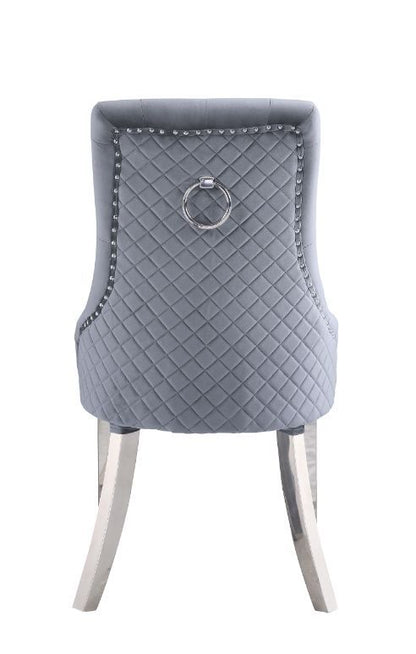 Satinka - Fabric Side Chair (Set of 2) - Gray & Mirrored Silver