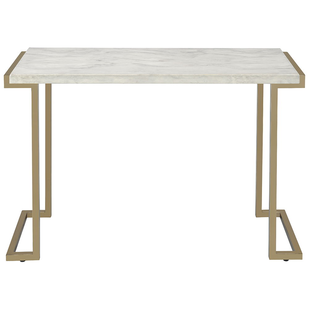 Boice II - Sofa Table - Faux Marble Top & Champagne