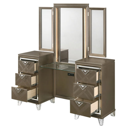 Skylar - Vanity Desk & Mirror - Dark Champagne