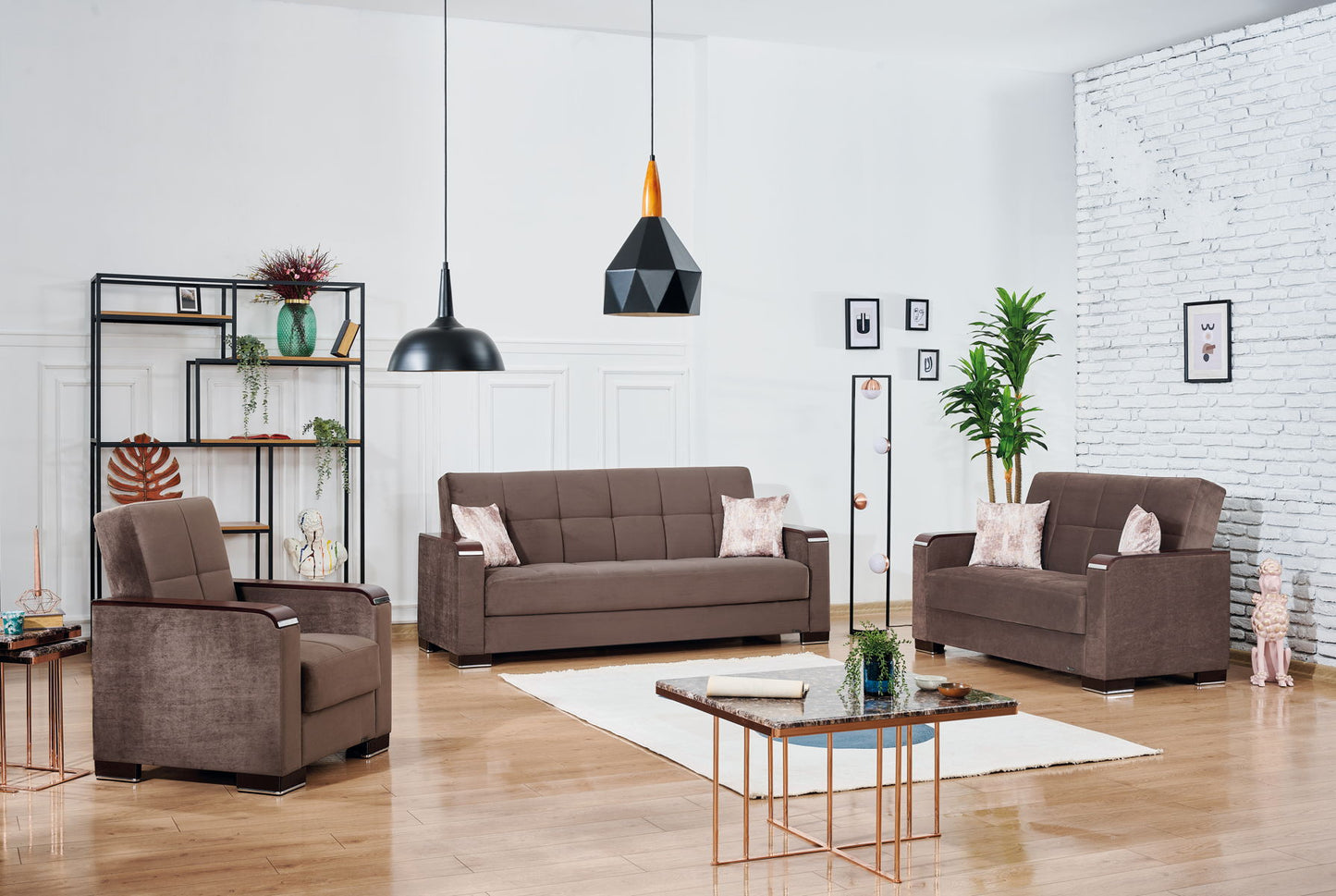 Ottomanson Armada X - Upholstered Convertible Wood Trimmed Sofabed With Storage - Microfiber