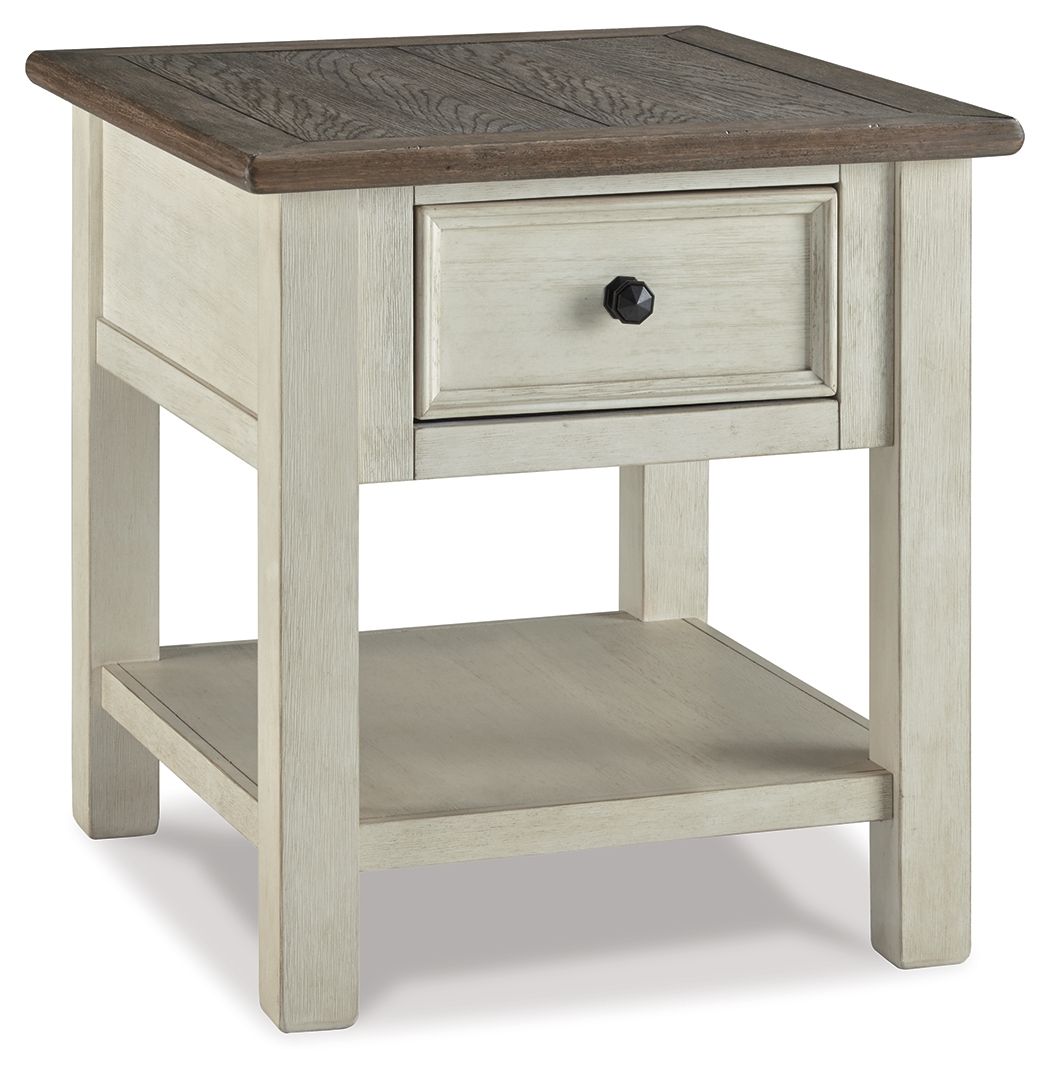 Bolanburg - White / Brown / Beige - Rectangular End Table