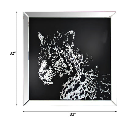 Talisha - Wall Art - Mirrored & Faux Crystal Leopard