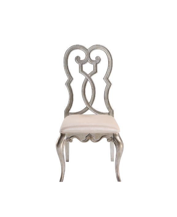 Esteban - Side Chair (Set of 2) - Ivory Velvet & Antique Champagne
