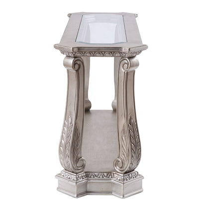 Northville - Sofa Table - Clear Glass & Antique Silver