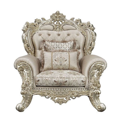 Danae - Chair With 2 Pillows - Fabric, Champagne & Gold