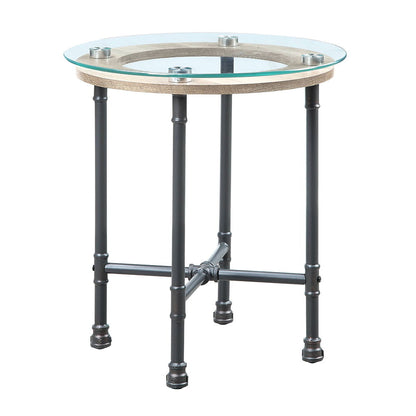 Brantley - End Table - Clear Glass & Sandy Gray