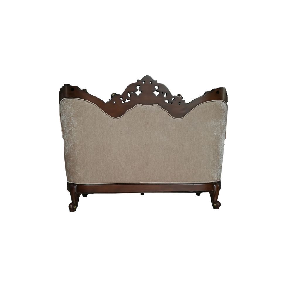 Devayne - Loveseat With 4 Pillows (Same Lv01583) - Pattern Fabric & Dark Walnut