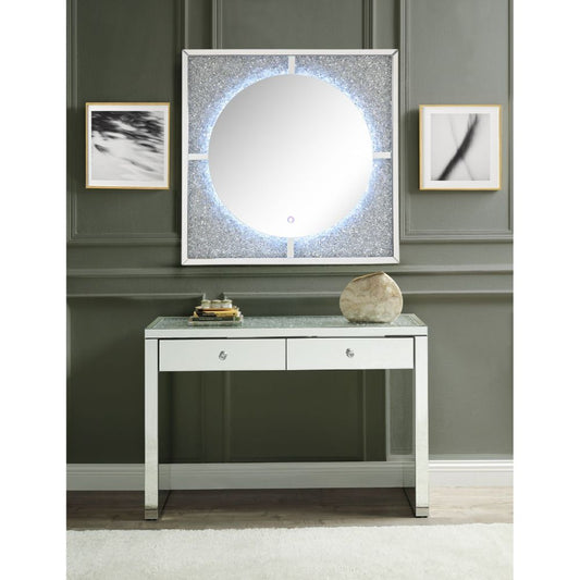 Noralie - Accent Mirror With LED - Mirrored, Faux Diamonds