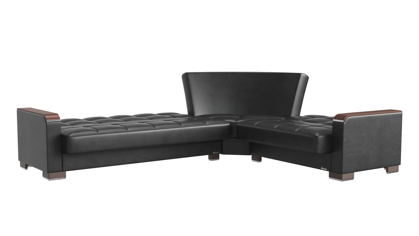 Ottomanson Armada X - Upholstered Convertible Wood Trimmed Sectional With Storage