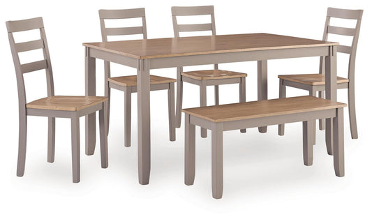 Harperfeld - Dining Room Table Set (Set of 6) - Natural / Gray