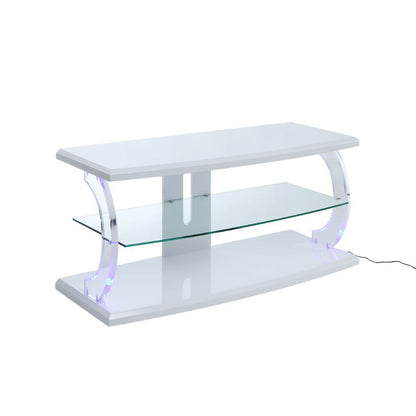 Aileen - TV Stand - White & Clear Glass