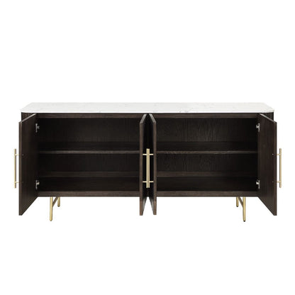 Clayten - Server - White Natural Marble Top & Espresso