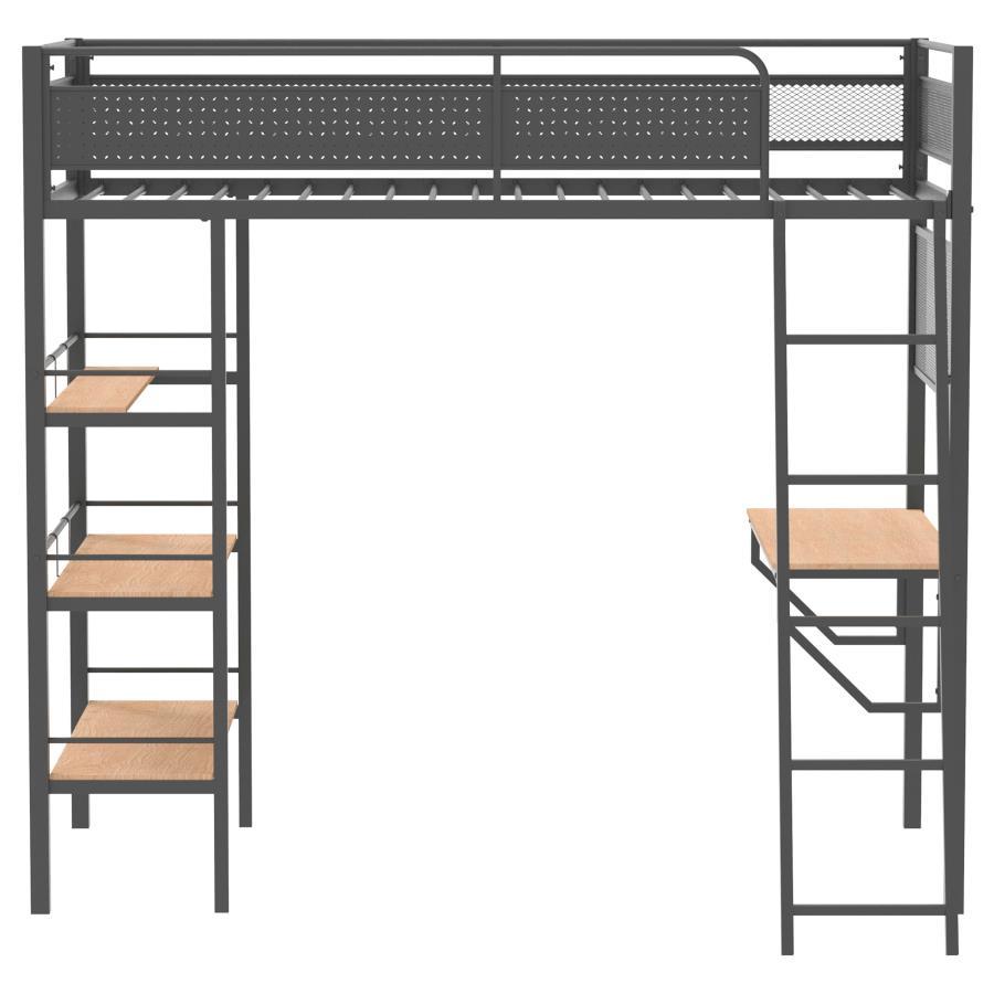 Campus - 3-Shelf Metal Twin Workstation Loft Bed