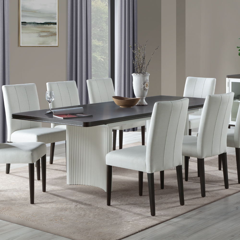 Carena - Dining Table With Leaf - White & Brown