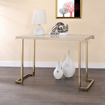 Boice II - Sofa Table - Faux Marble Top & Champagne
