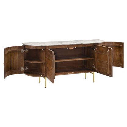 Ortega - 4 Door Marble Top Sideboard Buffet Cabinet - Natural