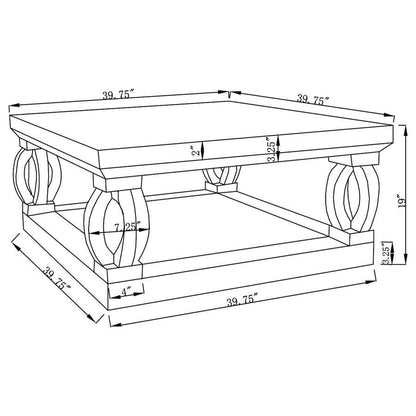 Amalia - Square Mirrored Acrylic Crystal Coffee Table - Silver