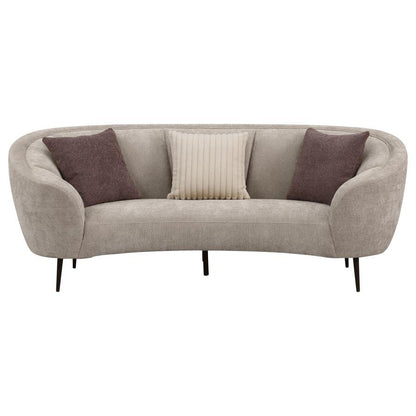 Ellorie - Upholstered Channel Back Curved Sofa - Beige