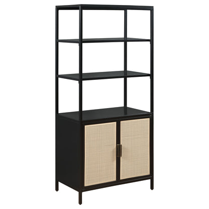 Amherst - 3-Shelf Radio Weave Cane Metal Accent Cabinet