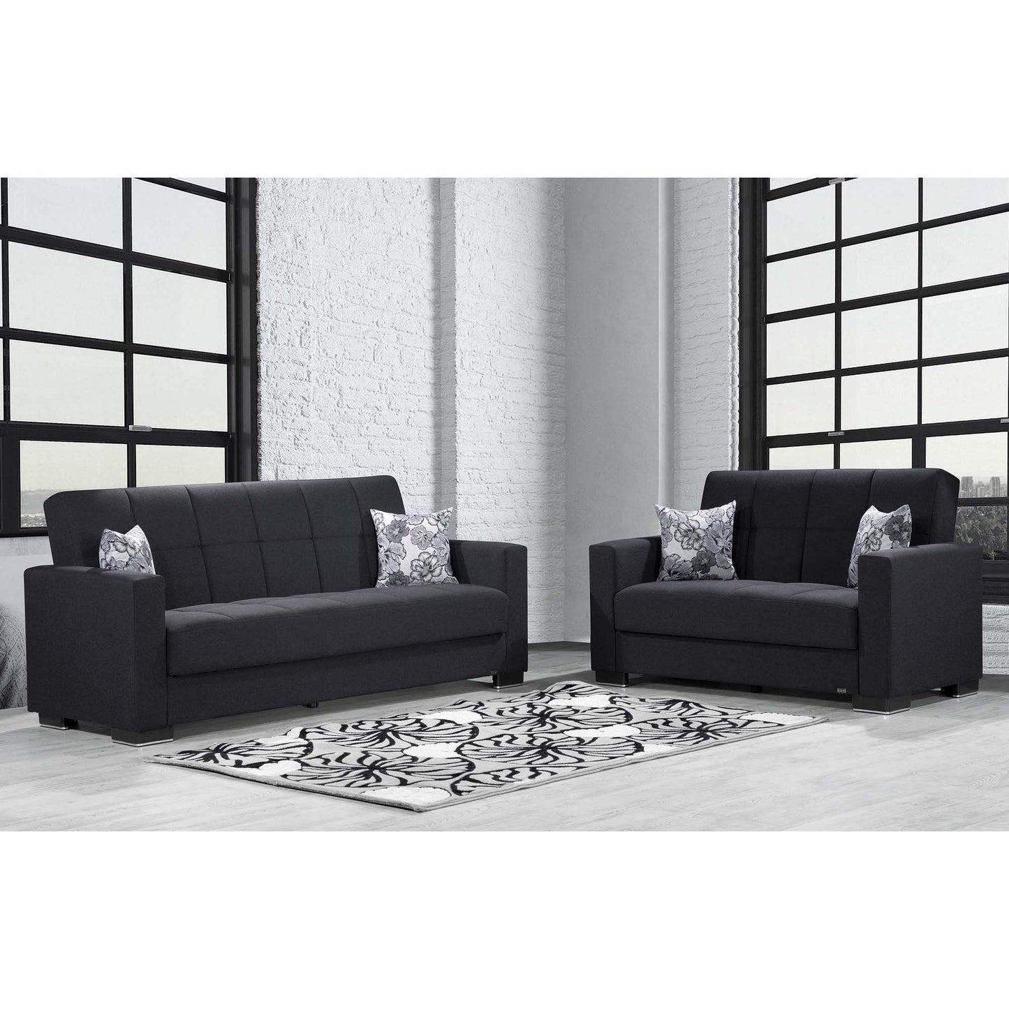 Ottomanson Armada - Upholstered Convertible Loveseat With Storage - Polyester