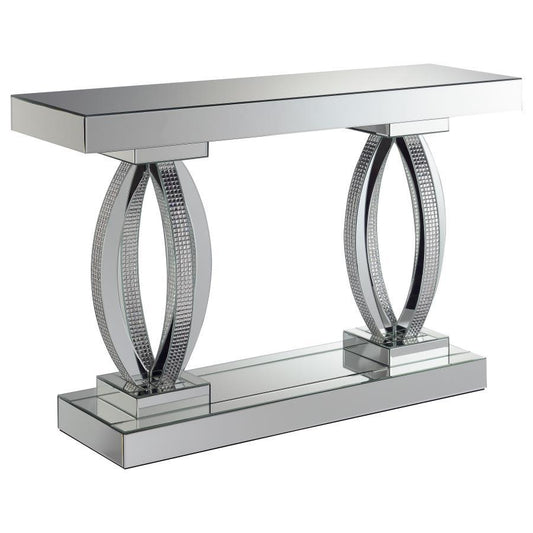 Amalia - Mirrored Acrylic Entryway Sofa Console Table - Silver