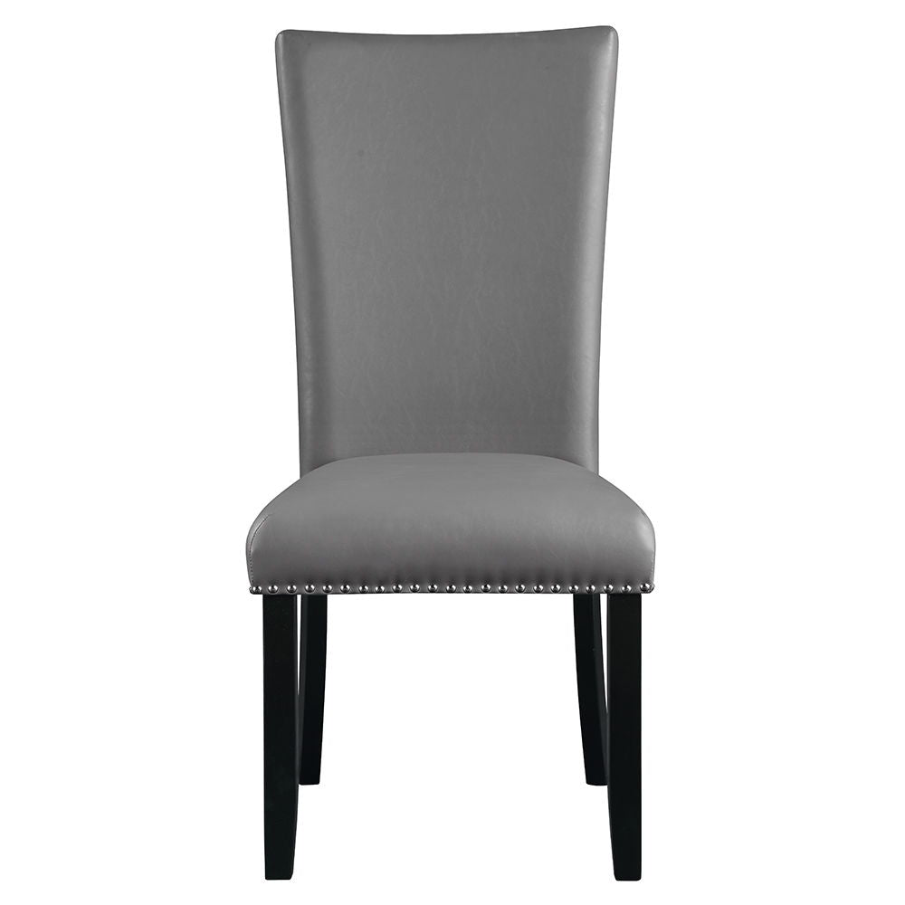 Caralin - Side Chair (Set of 2) - Gray Synthetic Leather & Black