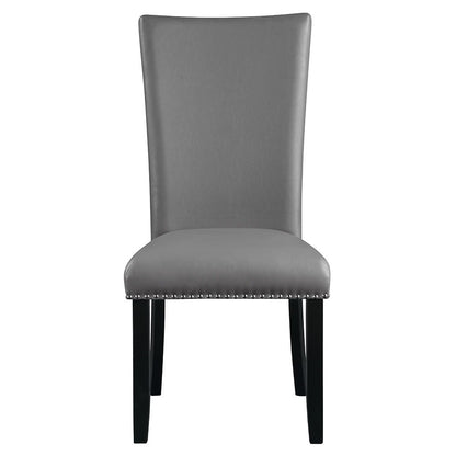 Caralin - Side Chair (Set of 2) - Gray Synthetic Leather & Black