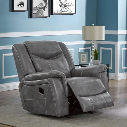 Conrad - Upholstered Padded Arm Glider Recliner - Gray