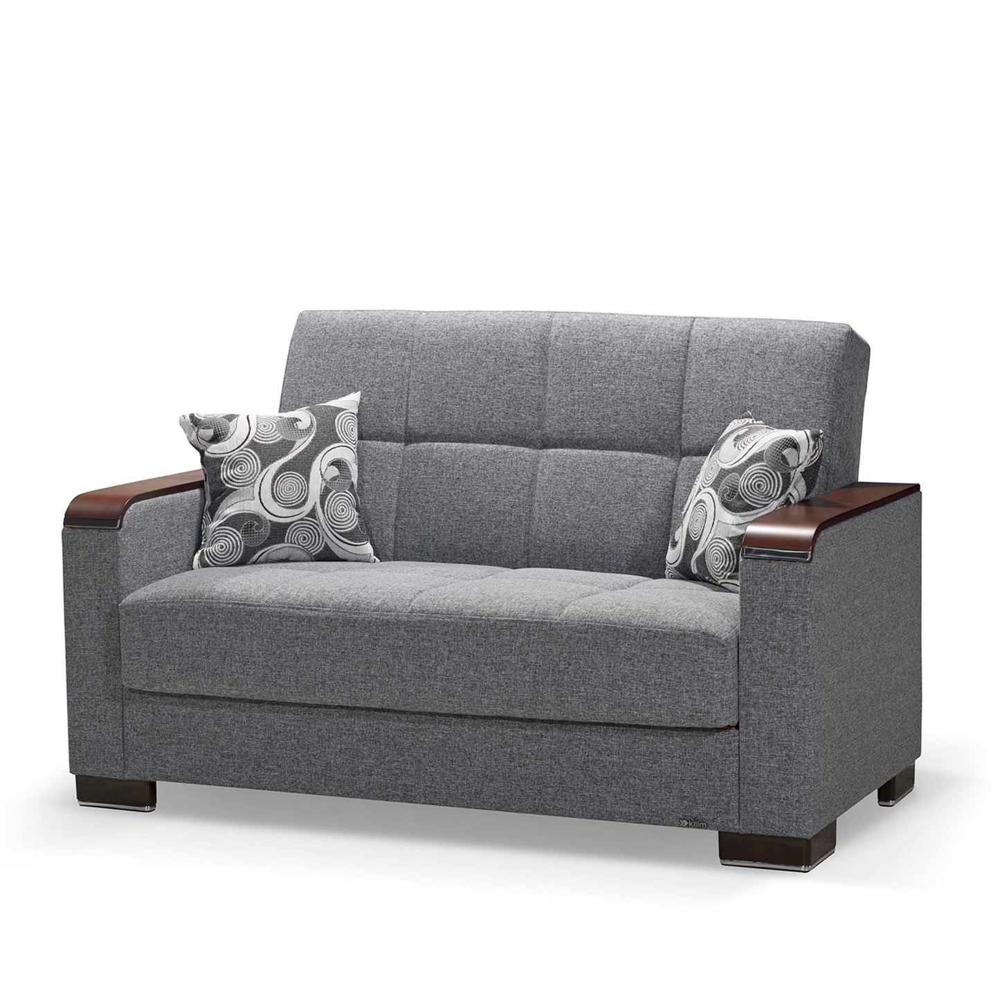 Ottomanson Armada X - Upholstered Convertible Wood Trimmed Loveseat With Storage - Polyester