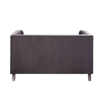 Hegio - Loveseat With 2 Pillows - Gray Velvet