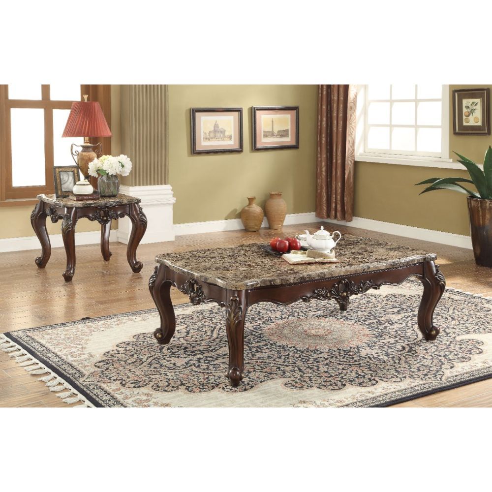 Devayne - Coffee Table - Marble Top & Dark Walnut
