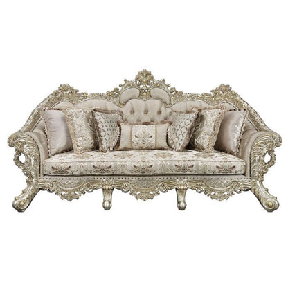 Danae - Sofa With 7 Pillows - Fabric, Champagne & Gold
